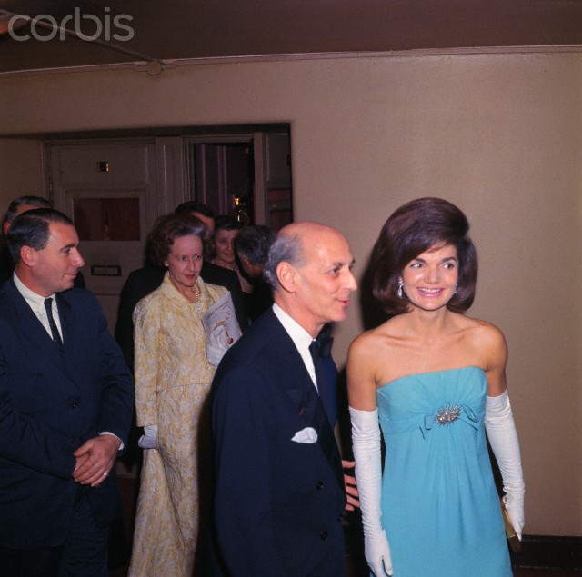 Jacqueline Kennedy Attending Opera in Powder Blue Evening Dress