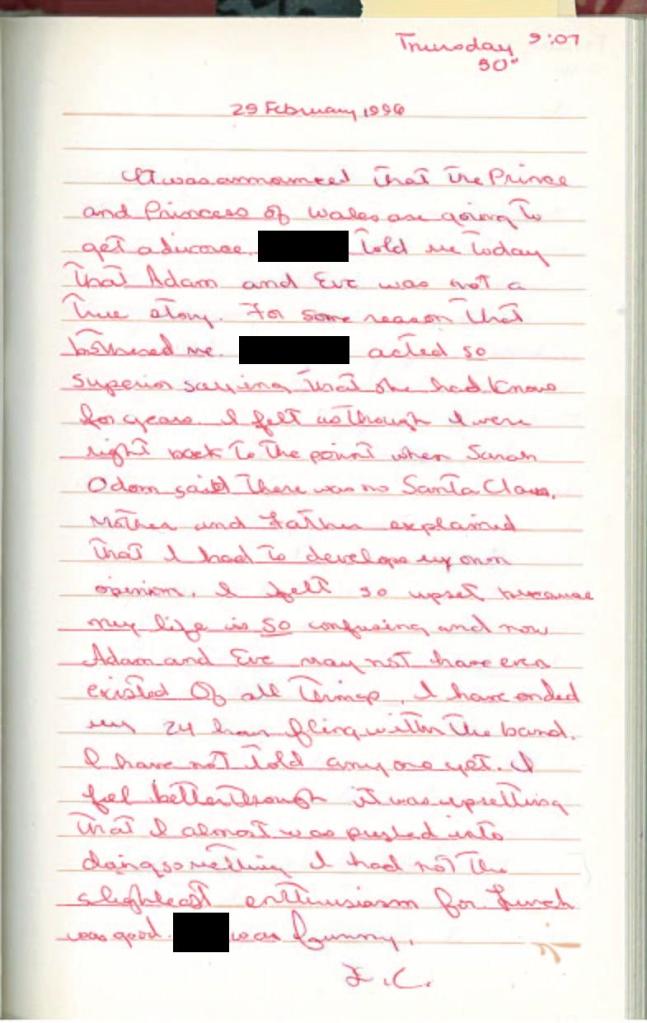 diana diary entry