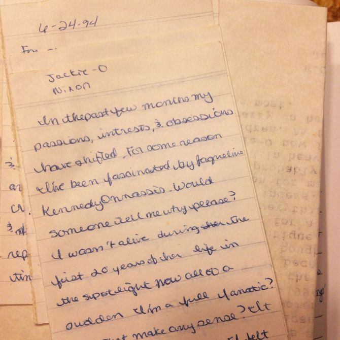 via random small pieces of paper inserted into 1994 diary