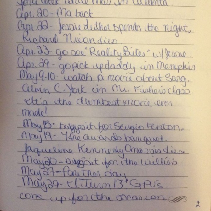 via my diary, late 1994ish