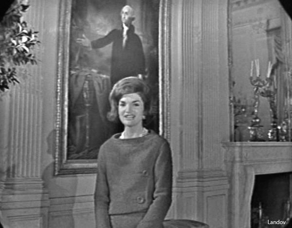 Image #: 7065946 Jacqueline Kennedy in front of the Gilbert Stuart portrait of George Washington in the East Room during "A Tour of the White House with Mrs. John F. Kennedy," which originally aired on February 14, 1962. CBS /Landov