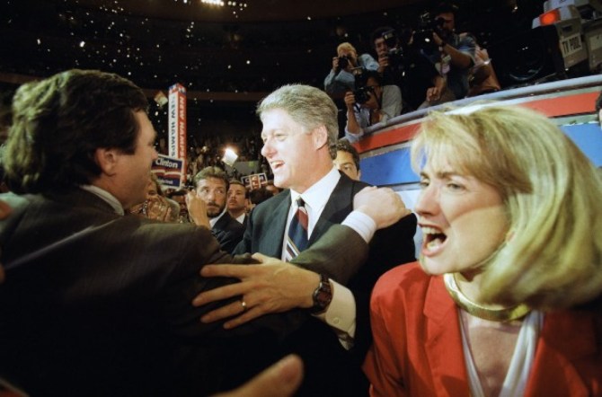 The Clintons at the Democratic National Convention. July 15, 1992. (AP Photo/Doug Mills)