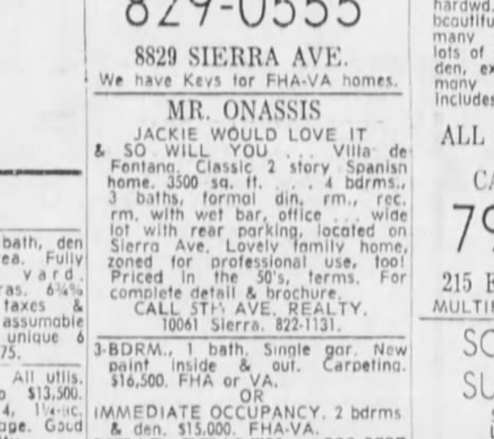 mr onassis house ad